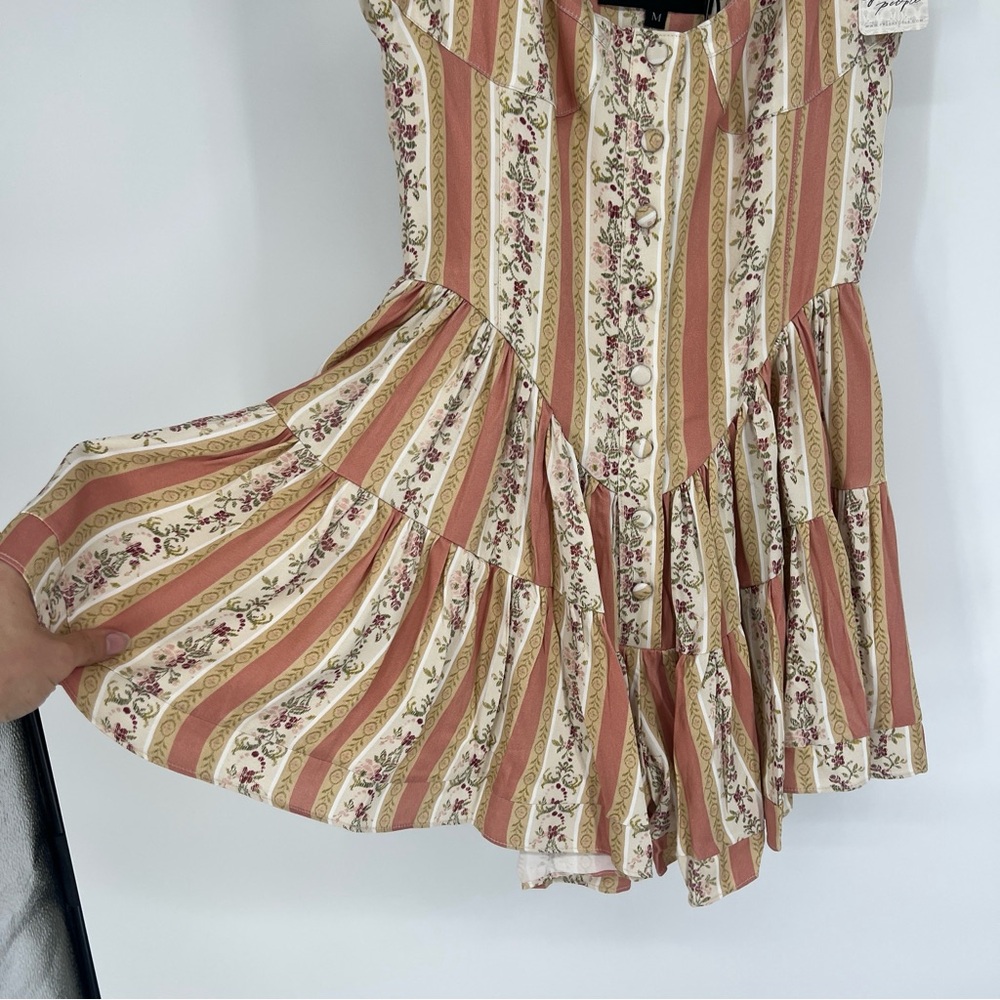Vanessa Mooney The Elisabeth Romper Boho Mini Dress in Victorian Stripe M NWT - Picture 3 of 10